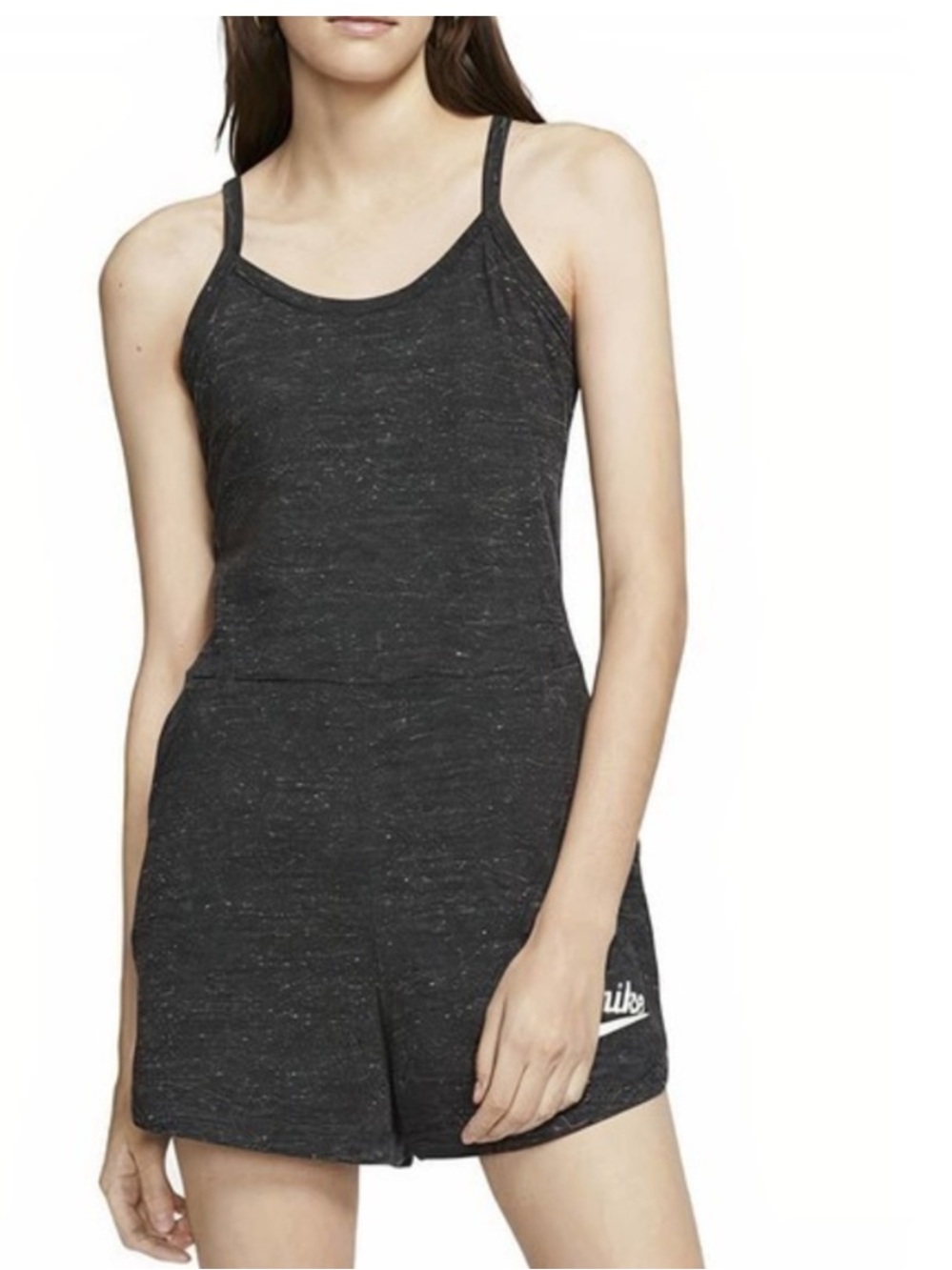 Nike Women's Black Heather Spaghetti-Strap Romper